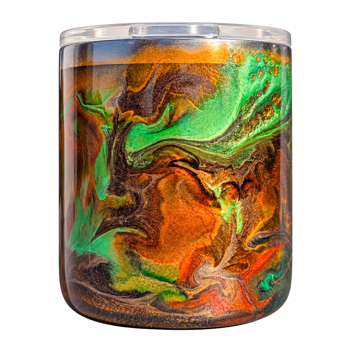 Hand-Painted Emerald & Copper Marbled Mug