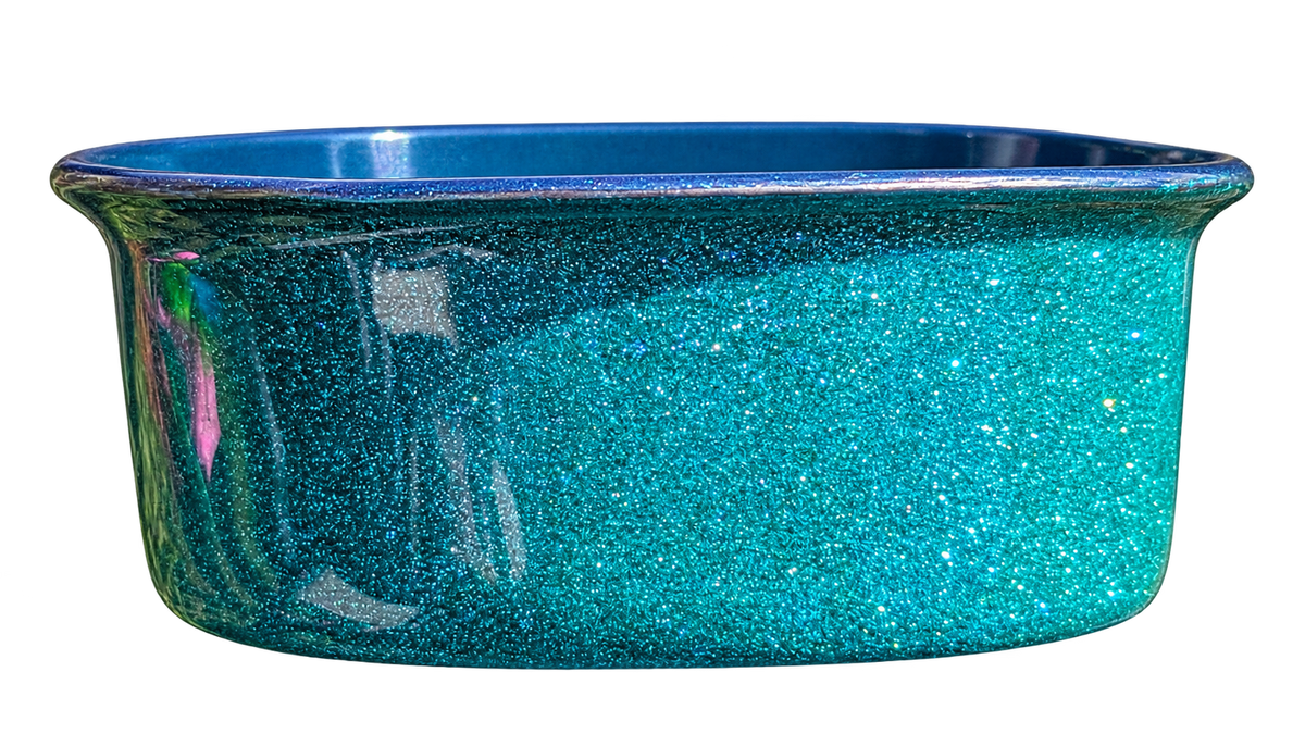Hand-Decorated Dog Bowl — Love Paw Print, alternate view