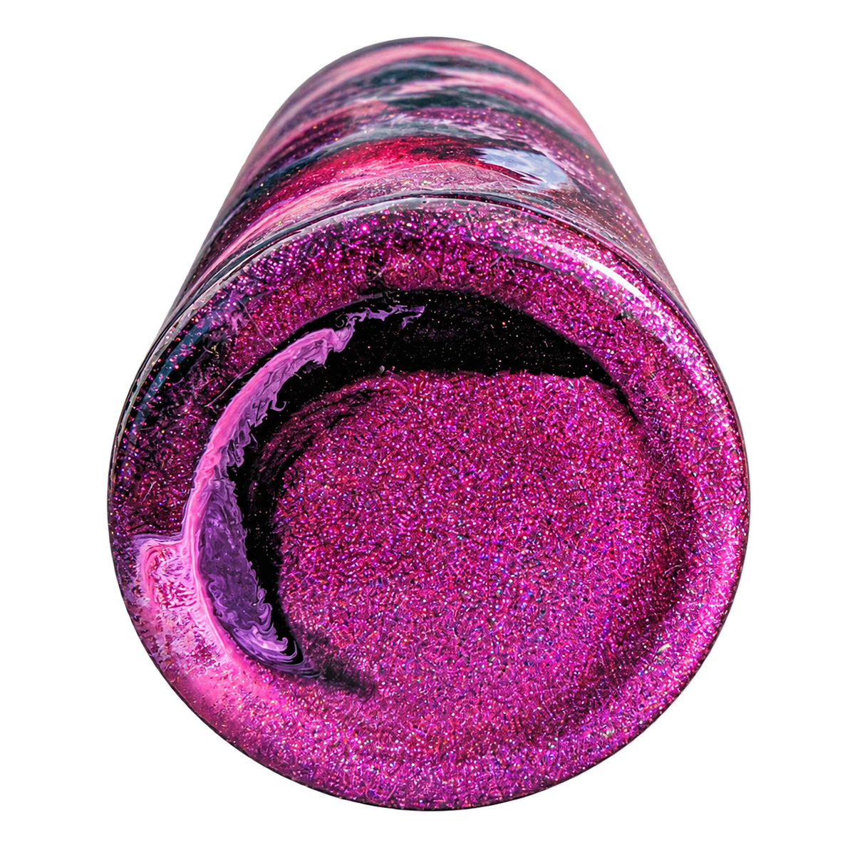 Hand-Painted Pink Galaxy Glitter Tumbler