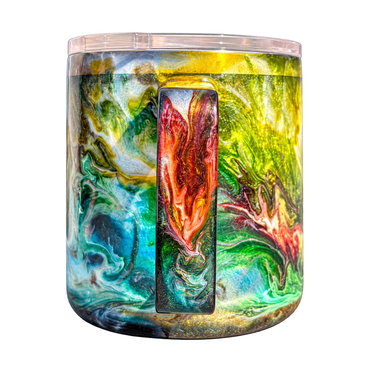 Hand-Painted Ocean & Gold Marbled Mug