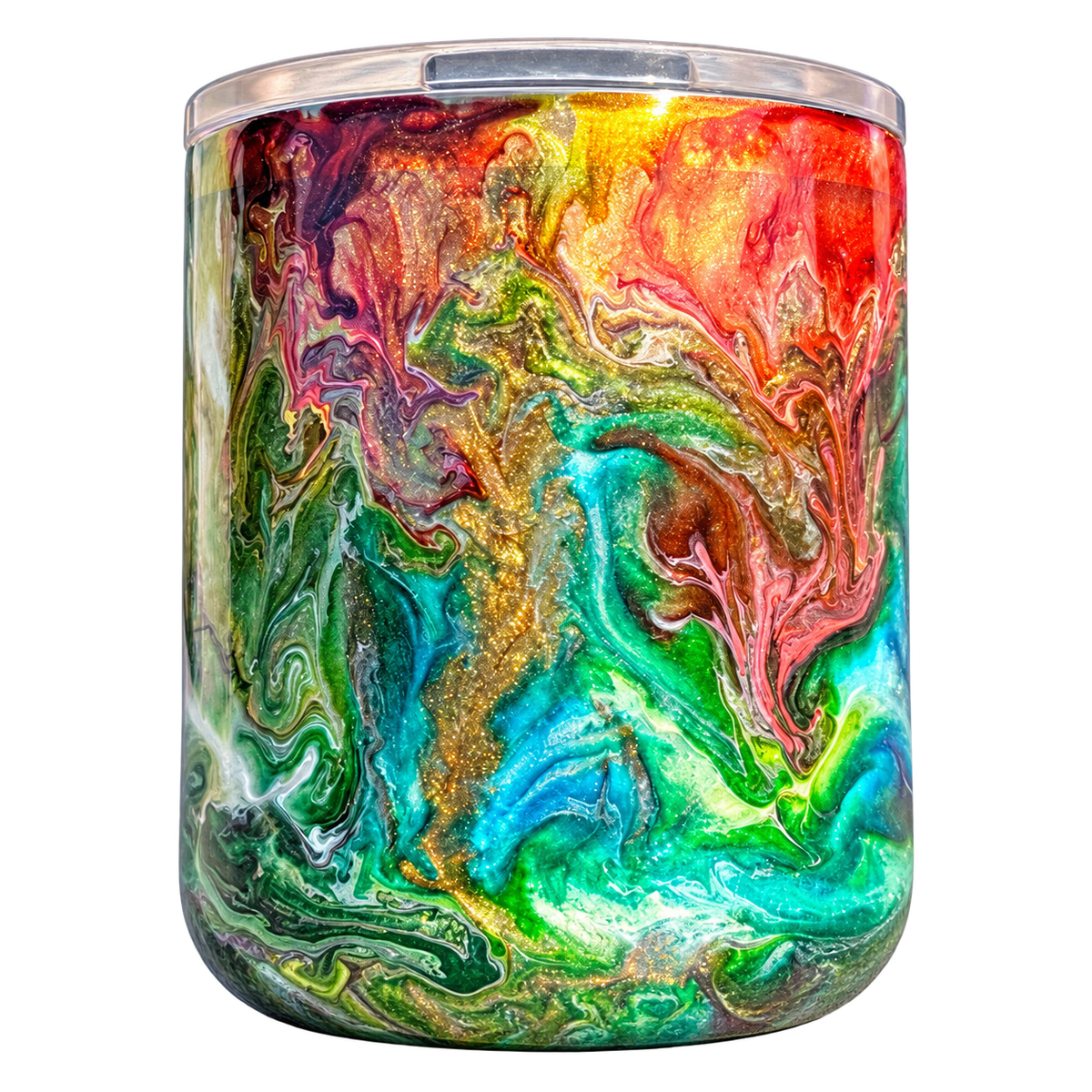 Hand-Painted Ocean & Gold Marbled Mug