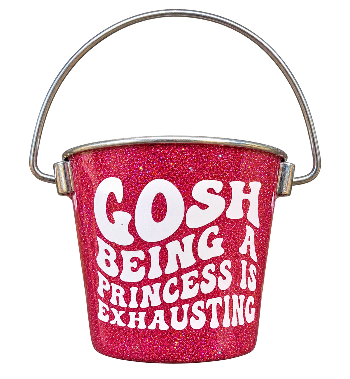 Hand-Decorated Dog Water Bucket — Being a Princess Is Exhausting, front view