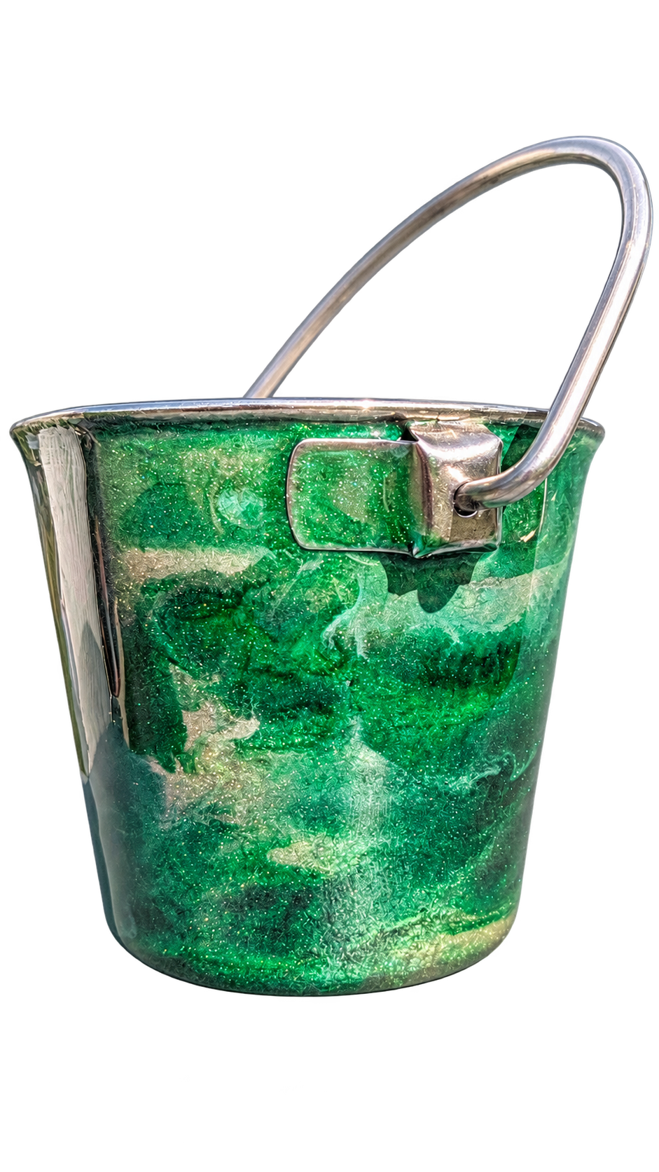 Hand-Painted Dog Water Bucket — Emerald Marble, alternate view