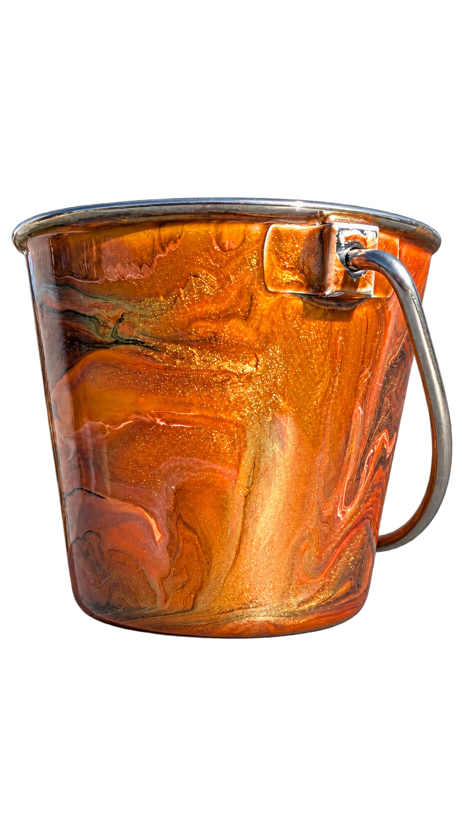 Hand-Painted Dog Water Bucket — Copper Sunset Marble, alternate view