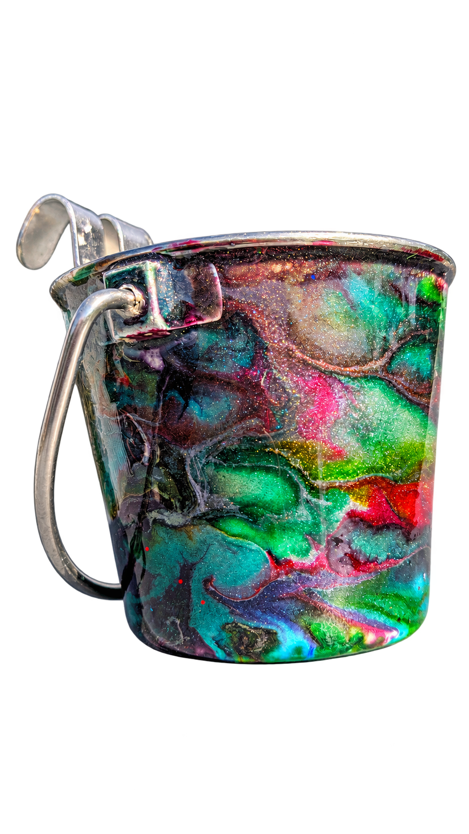 Hand-Painted Dog Water Bucket — Carnival Marble, alternate view