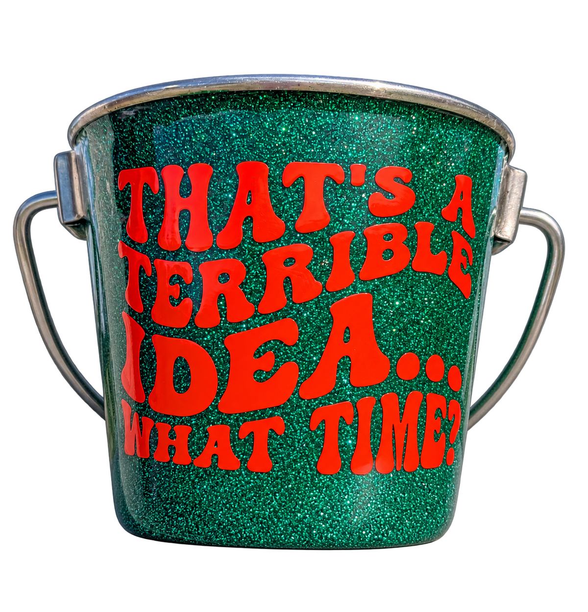 Hand-Decorated Dog Water Bucket — That’s a Terrible Idea, front view